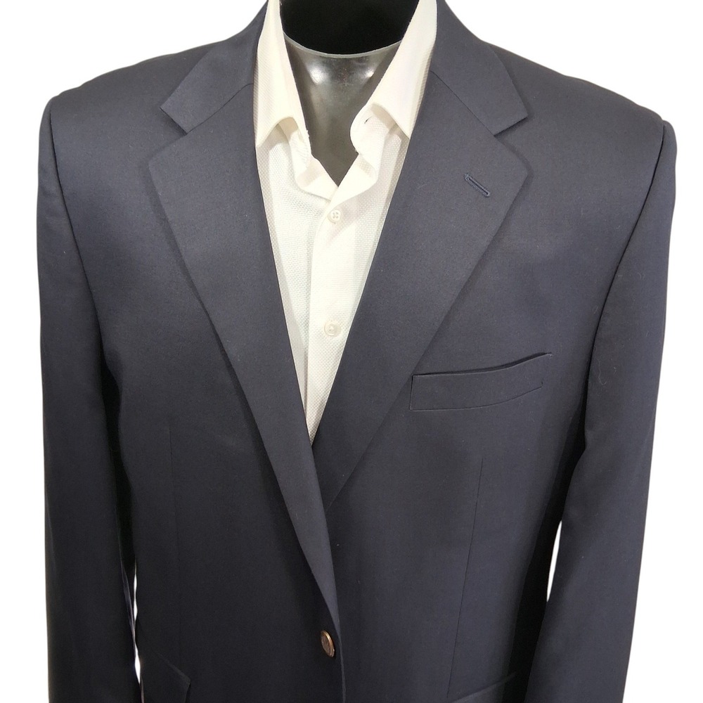 Peters Clothiers Classic Blue Blazer Mens 46L Navy Preppy Gold Button Sport Coat